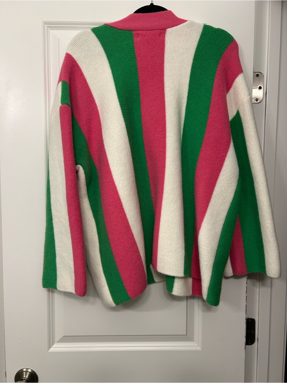 JASCO's Women’s Striped Button-Front Cardigan Jacket - Pink, Green & White - Picture 2 of 3